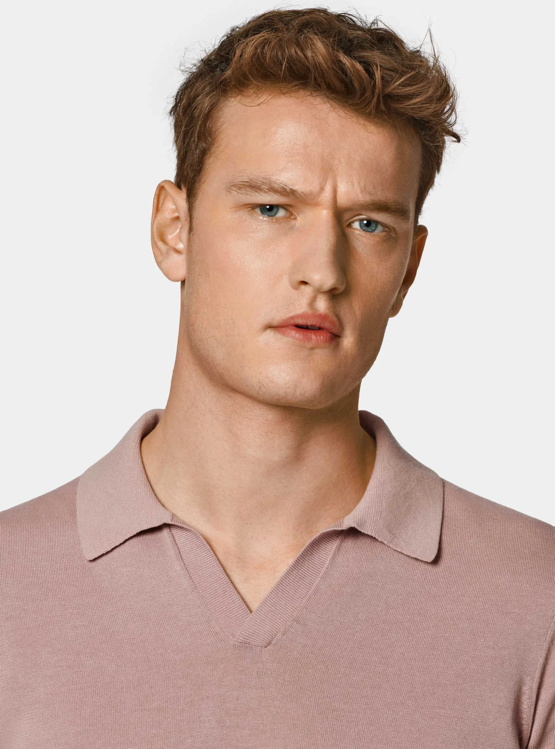 Polo in maglia senza bottoni in cotone extrafine
