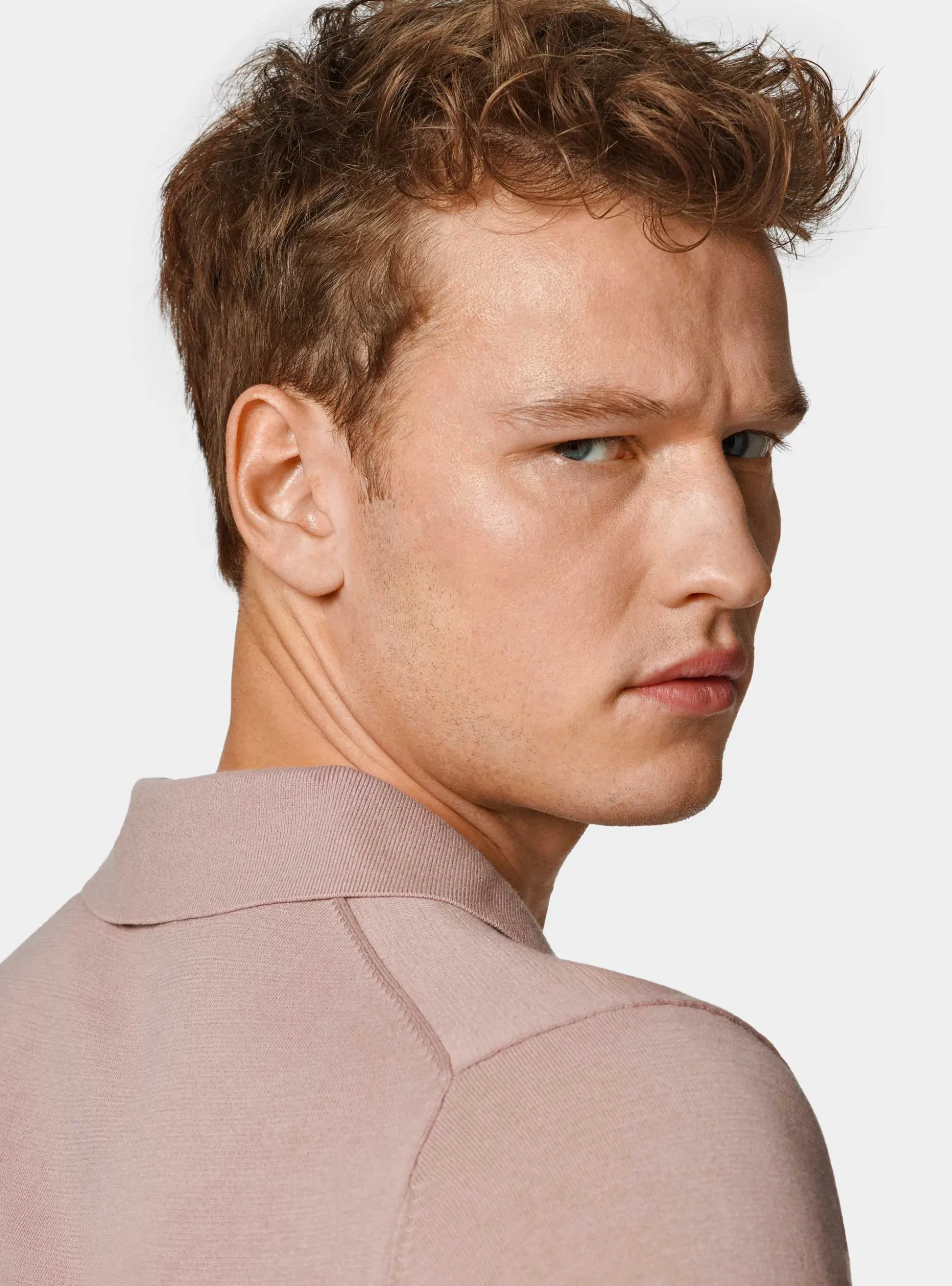 Polo in maglia senza bottoni in cotone extrafine