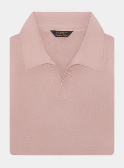 Polo in maglia senza bottoni in cotone extrafine