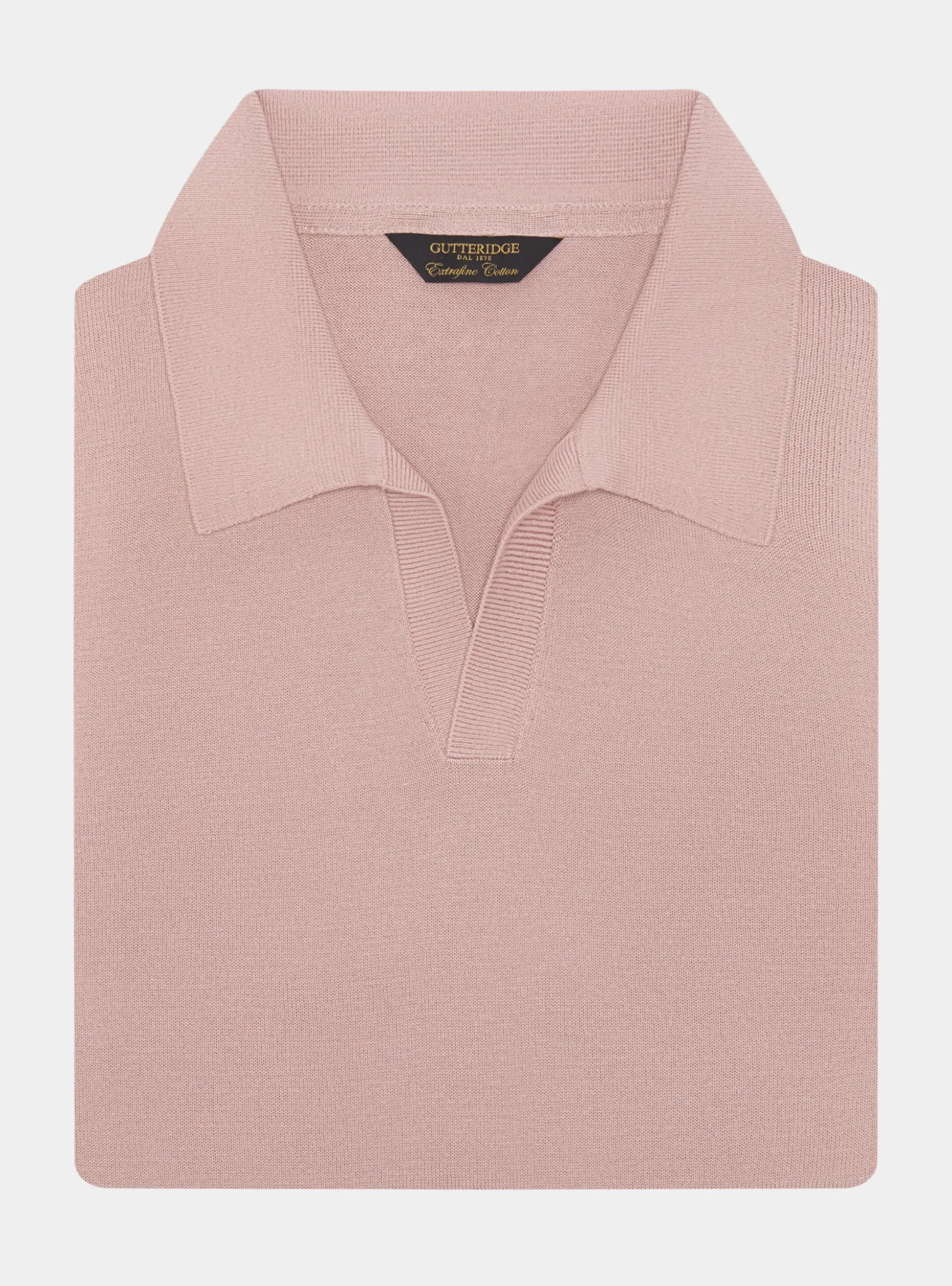 Polo in maglia senza bottoni in cotone extrafine