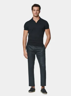 Polo in maglia senza bottoni in cotone extrafine