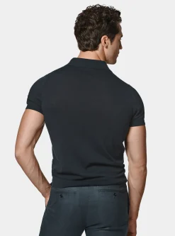 Polo in maglia senza bottoni in cotone extrafine