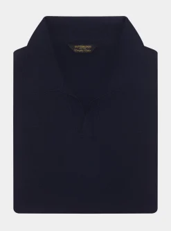 Polo in maglia senza bottoni in cotone extrafine