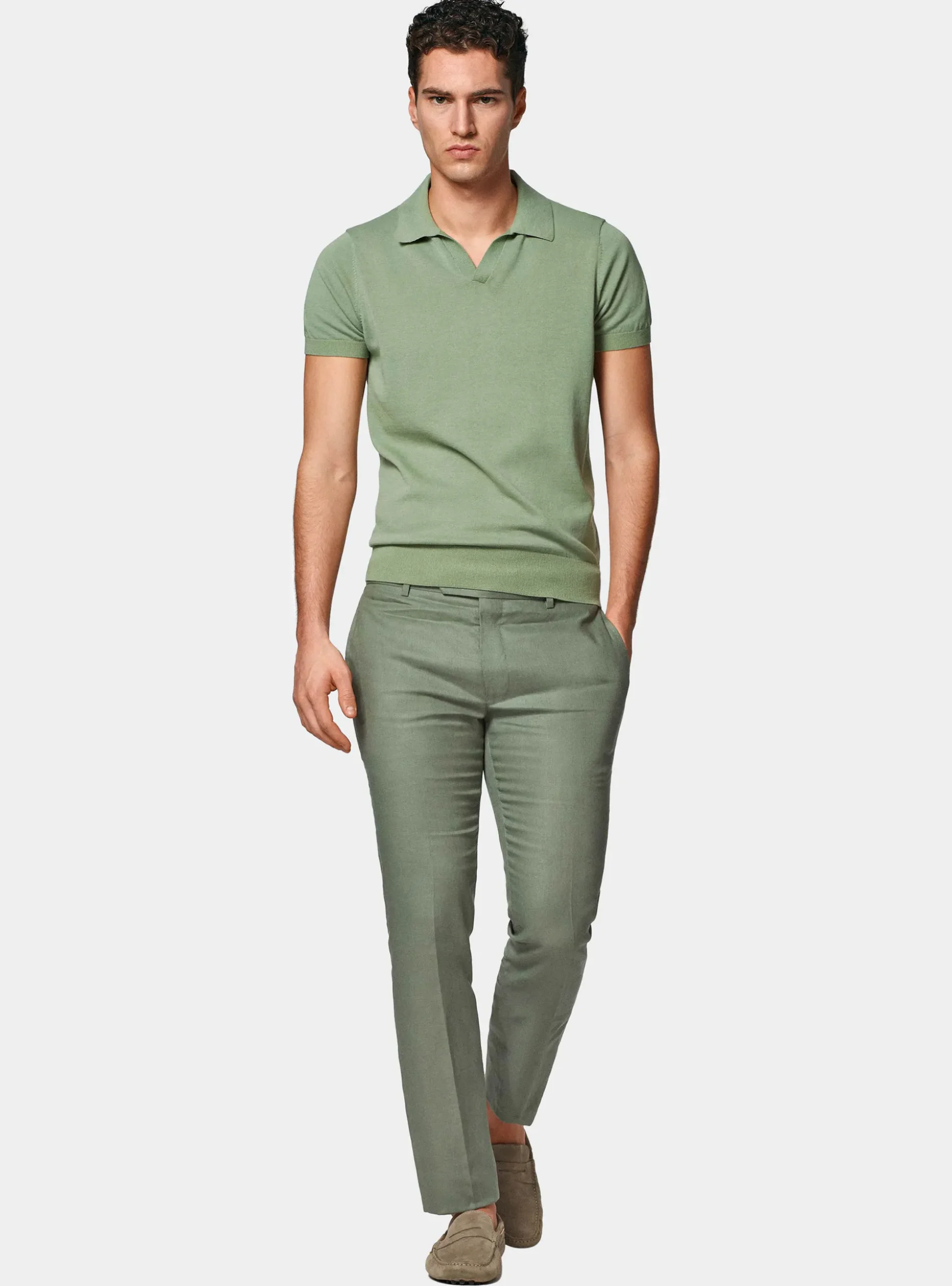 Polo in maglia senza bottoni in cotone extrafine