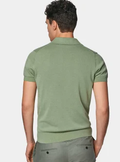 Polo in maglia senza bottoni in cotone extrafine