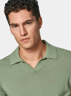Polo in maglia senza bottoni in cotone extrafine