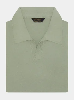 Polo in maglia senza bottoni in cotone extrafine