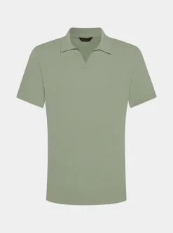 Polo in maglia senza bottoni in cotone extrafine