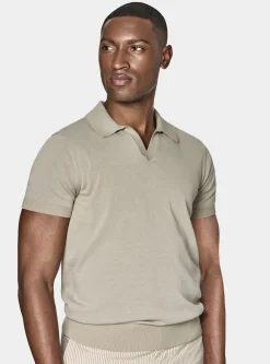 Polo in maglia senza bottoni in cotone extrafine
