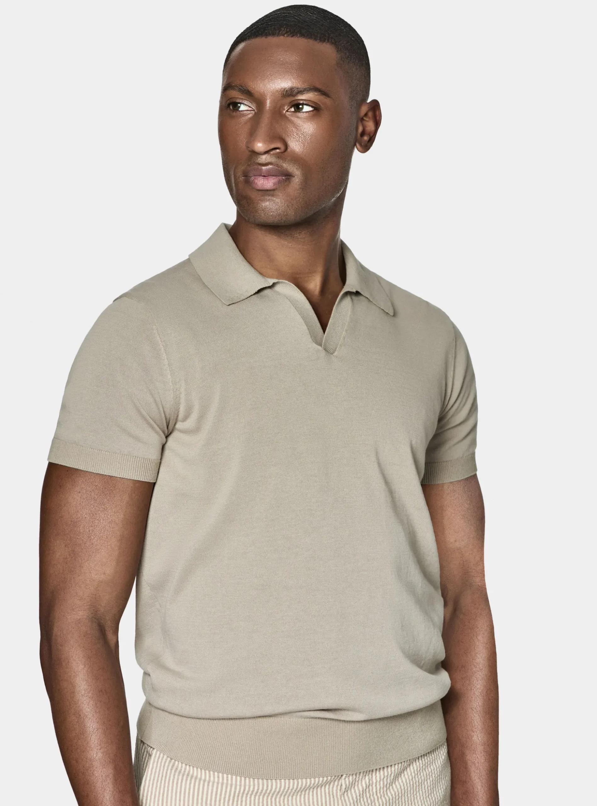 Polo in maglia senza bottoni in cotone extrafine