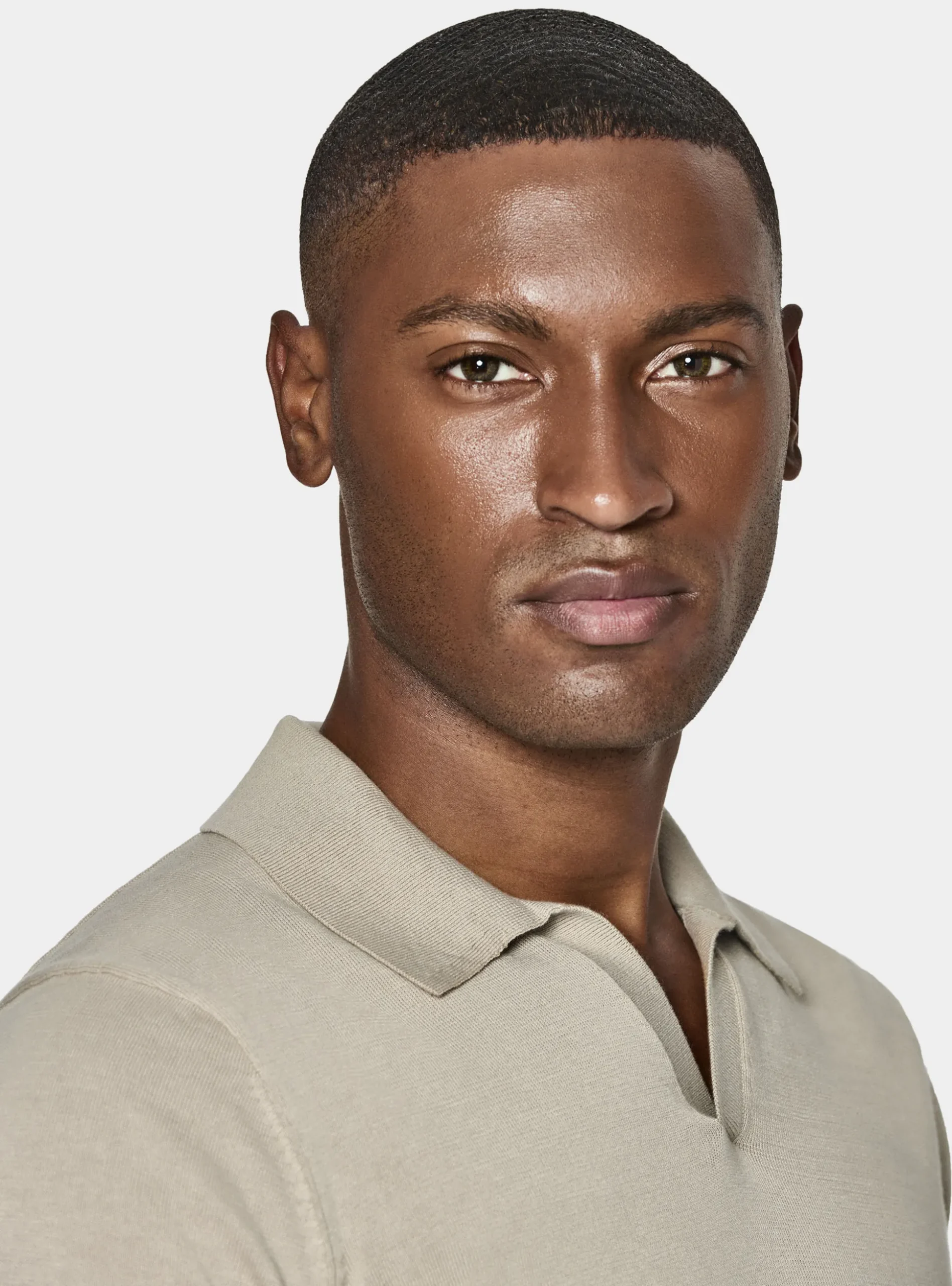 Polo in maglia senza bottoni in cotone extrafine