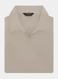 Polo in maglia senza bottoni in cotone extrafine