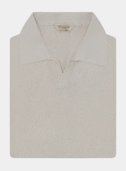 Polo in maglia senza bottoni in puro lino