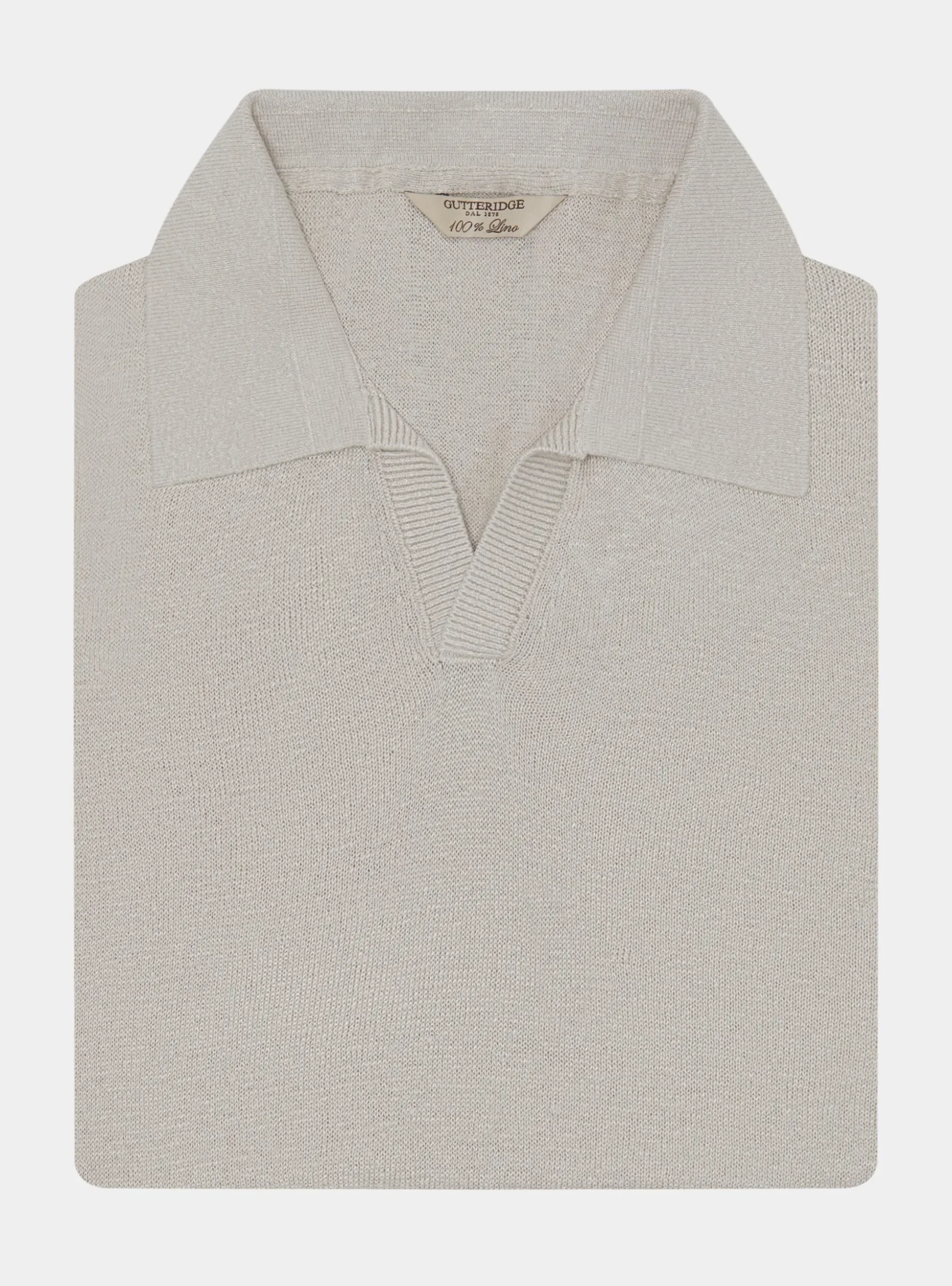 Polo in maglia senza bottoni in puro lino
