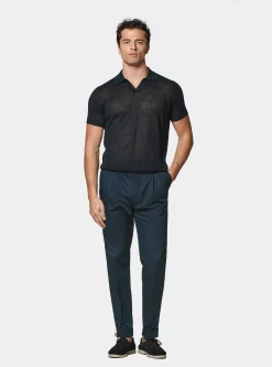 Polo in maglia senza bottoni in puro lino