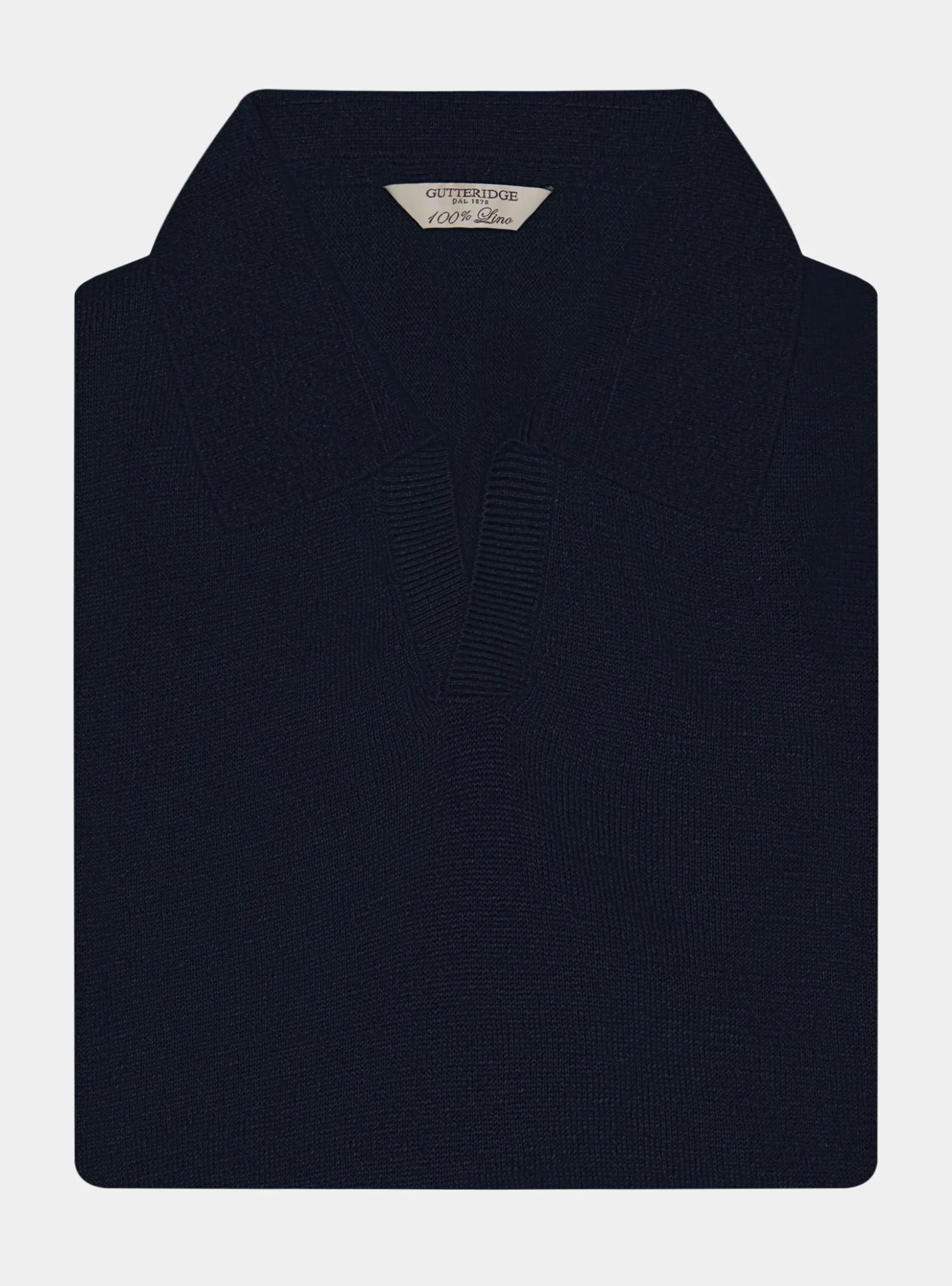 Polo in maglia senza bottoni in puro lino