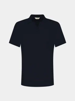 Polo in maglia senza bottoni in puro lino