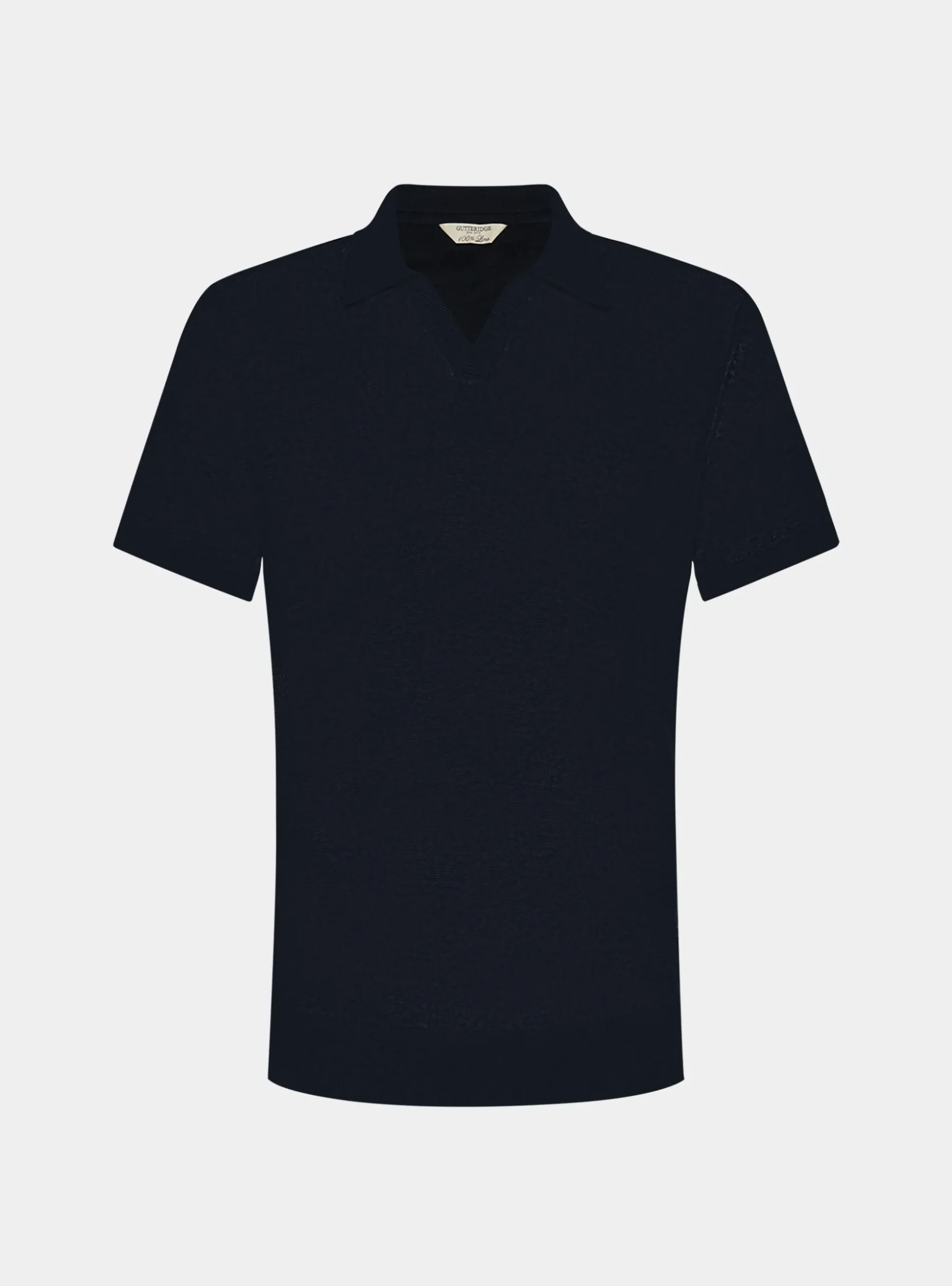 Polo in maglia senza bottoni in puro lino