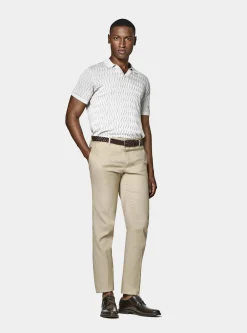 Polo in maglia traforata senza bottoni in cotone e seta