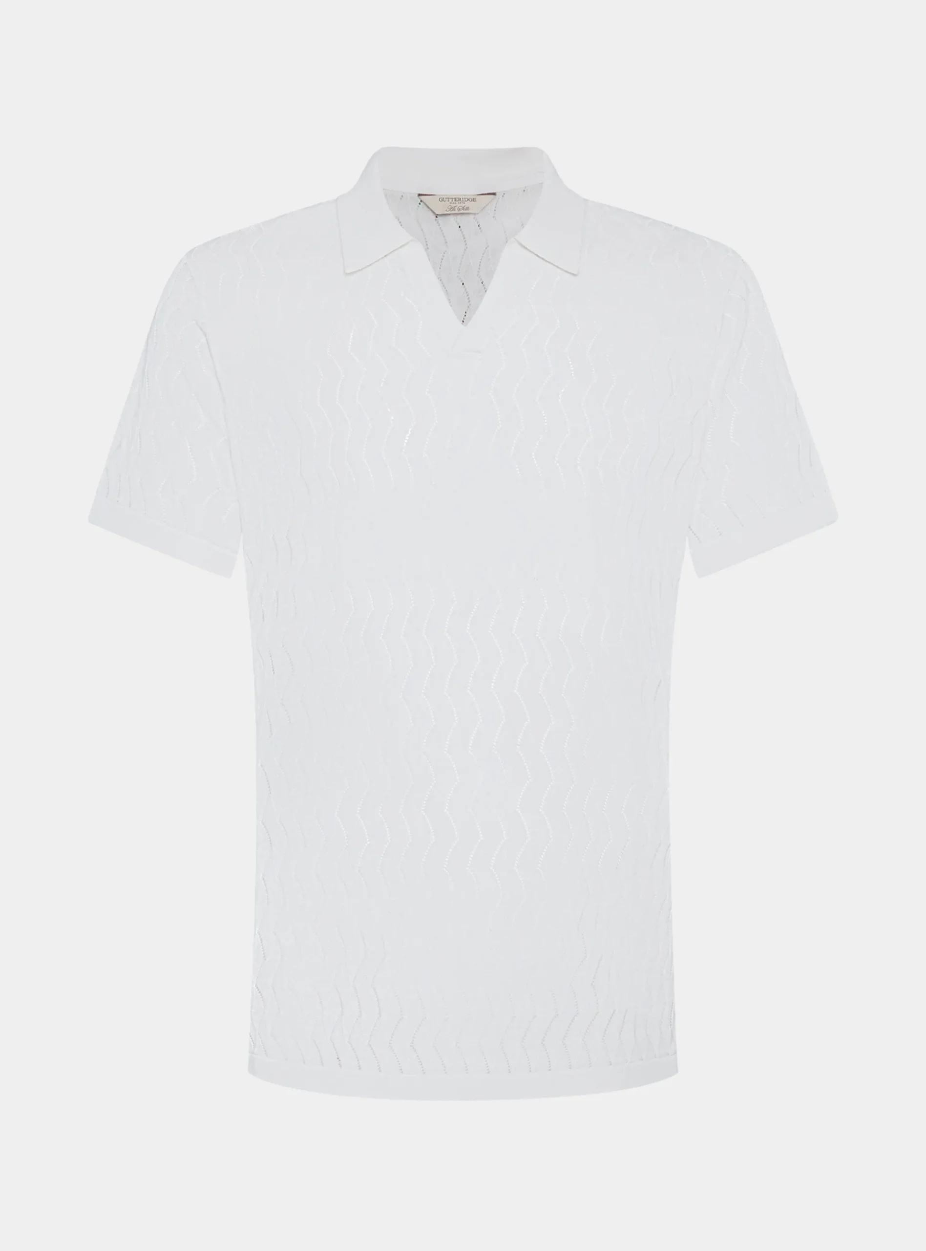 Polo in maglia traforata senza bottoni in cotone e seta