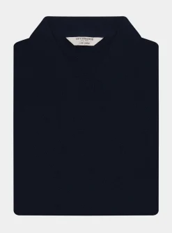 Polo in maglia traforata senza bottoni in cotone e seta