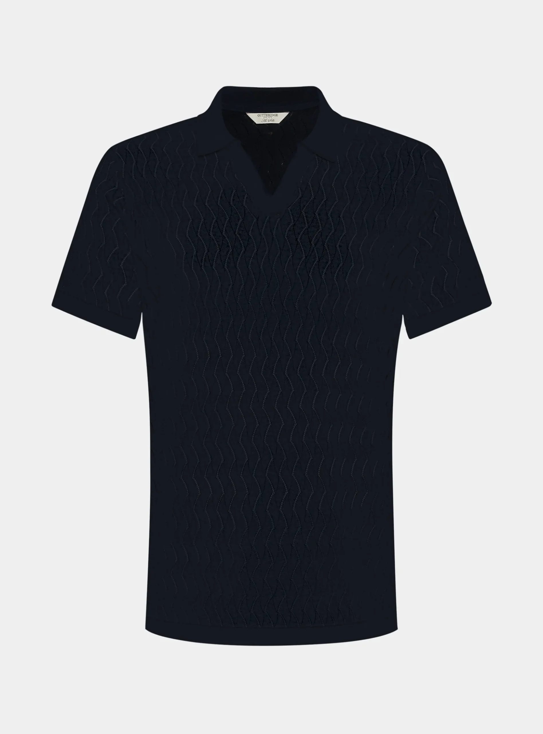 Polo in maglia traforata senza bottoni in cotone e seta