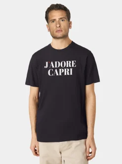T-shirt in cotone con stampa "j'adore capri"